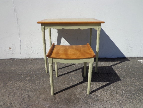 2pc Vanity Desk Antique Shabby Chic Wood Desk Bench Makeup Etsy