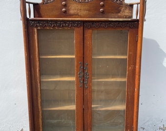 Antique Primitive Wood Cabinet Hutch Storage China Cabinet Display Case Rustic Furniture 1800's Victorian Era