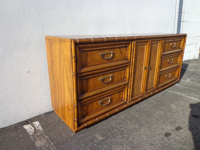 Dresser Faux Bamboo Wicker Chest Mcm Bedroom Media Console Chest