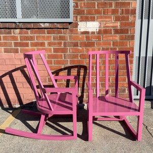 Pair of Rocking Chairs Vintage Indoor Outdoor Rocker Armchair Glider Nursery Bohemian Boho Chic Hollywood Regency Eclectic Style image 7