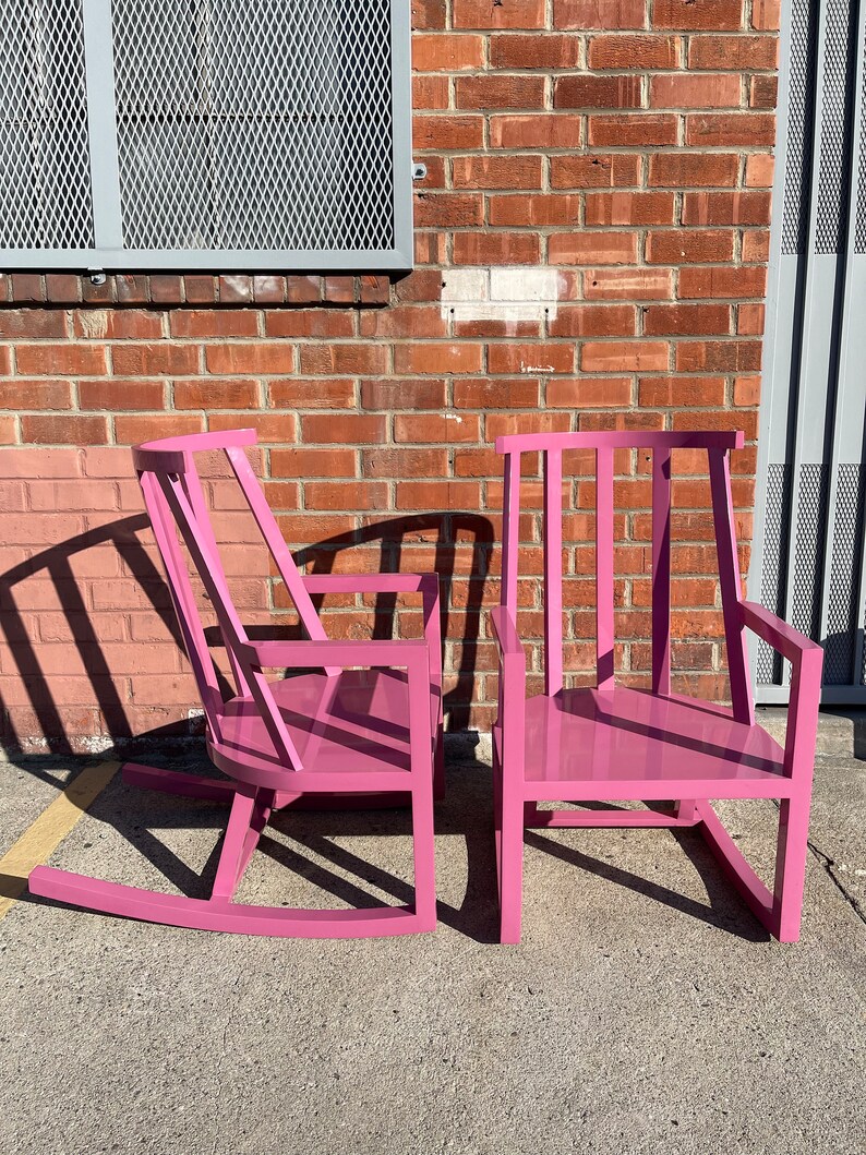 Pair of Rocking Chairs Vintage Indoor Outdoor Rocker Armchair Glider Nursery Bohemian Boho Chic Hollywood Regency Eclectic Style image 7