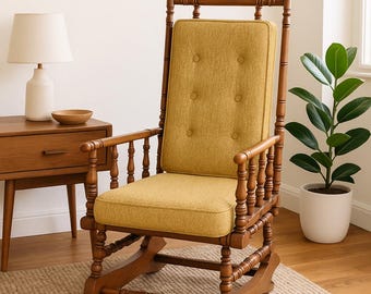Vintage Spindle Back Rocking Chair Nursery Mid Century Colonial Revival Accent Chair Wooden Glider Rocker CUSTOM PAINT Avail