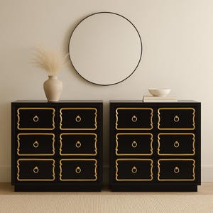 CUSTOMIZED Dorothy Draper Style Espana Chests, Hollywood Regency Nightstands Pair image 1