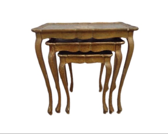 Nesting Tables Venetian Florentine Neoclassical Italian Gold Gilt