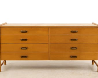 Iconic Vintage Dresser by McGuire Oak Wood Rattan Bamboo Bedroom Console Chest Drawers Chinoiserie Bohemian Chic Campaign CUSTOM PAINT Avail