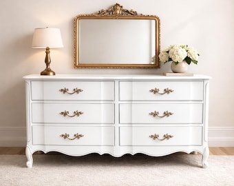 Pick Your Color French Provincial Dresser -  Vintage Serpentine Chest - Refinished To Order