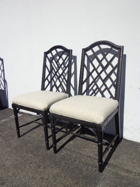 Pair Of Chairs Chinese Chippendale Heritage Regency Boho Chic Set