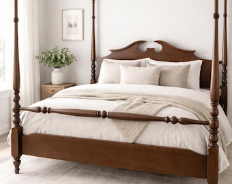 Vintage Traditional Four-Poster Queen Bed Frame - CUSTOM PAINT AVAILABLE