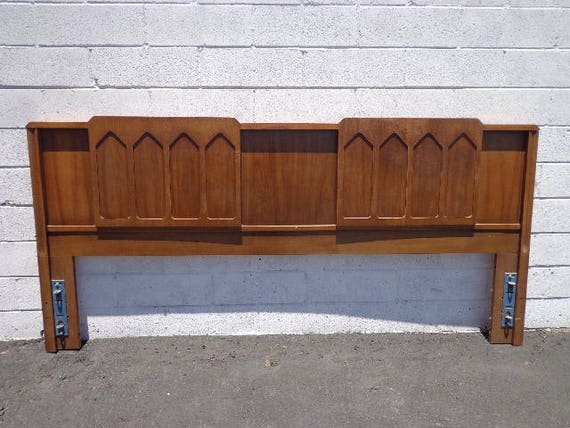 Headboard Mid Century Modern Bed King Brutalist Inspired Frame Wood Finish Bedroom Set Boho Chic Glam Mcm Furniture Panel Custom Paint Avail