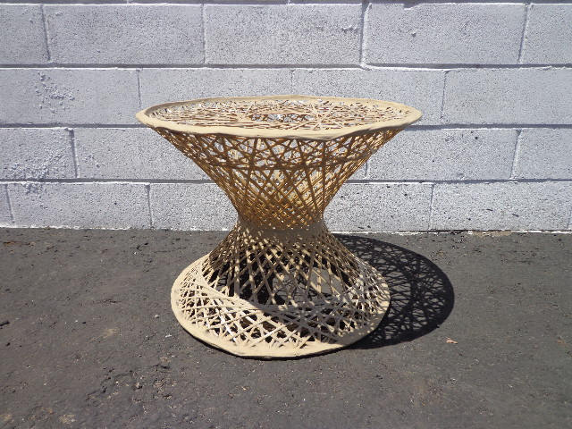 Vintage Spun Fiberglass Garden Table Boho Bohemian Chic Plant Stand Regency Lounge Mid Century Modern Retro Patio Furniture Russell Woodard
