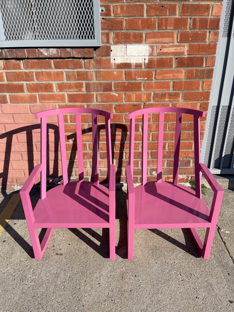 Pair of Rocking Chairs Vintage Indoor Outdoor Rocker Armchair Glider Nursery Bohemian Boho Chic Hollywood Regency Eclectic Style image 3