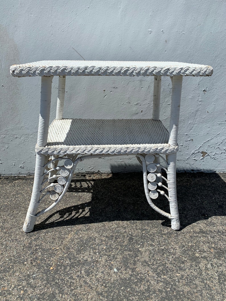 Antique Rattan Wicker Table Victorian Peacock Primitive Rustic Etsy