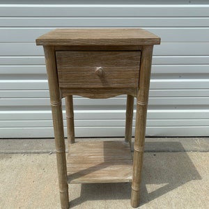Faux Bamboo Nightstand Vintage Thomasville Allegro Style Bedside Table Accent End Side Chippendale Beachy Chinoiserie Boho Chic Bohemian