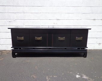 Antique Asian Cabinet Low Table Chinoiserie Boho Chic Storage Chest Display Case Console Storage Storage Console Bench CUSTOM PAINT Avail