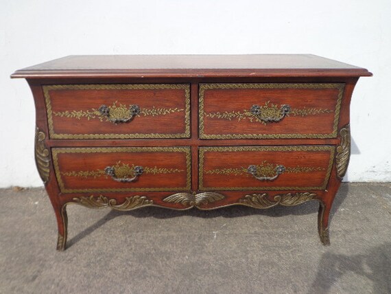 Antique Wood Nightstand Table Drexel Esperanto French Provincial Bombe Shabby Chic Wood Furniture Bedside Bedroom Storage Custom Paint Avail Home Living Bedroom Furniture Kromasol Com