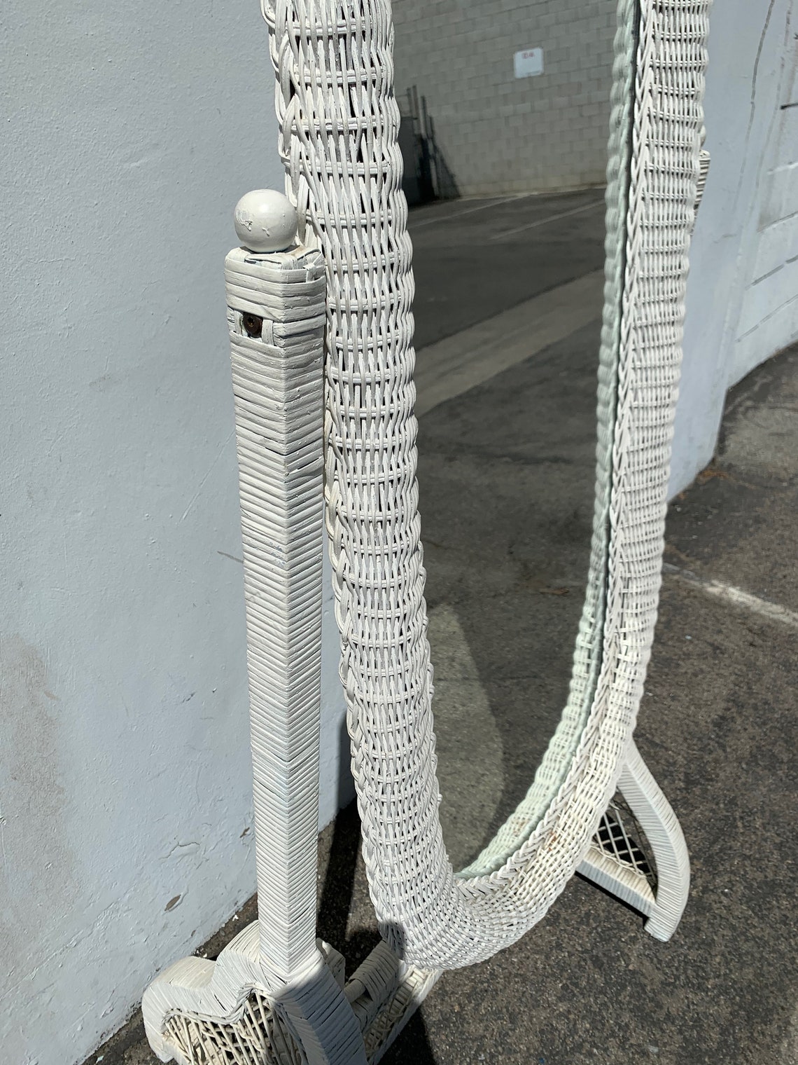 Boho Wicker Standing Mirror Vintage Vanity Makeup Boudoir Etsy