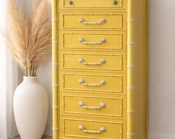Vintage Thomasville Allegro Lingerie Chest | Faux Bamboo Tall Dresser | CUSTOM PAINT Available