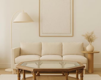 Vintage Bamboo & Fretwork Coffee Table with Lower Cane Shelf - CUSTOM PAINT AVAILABLE