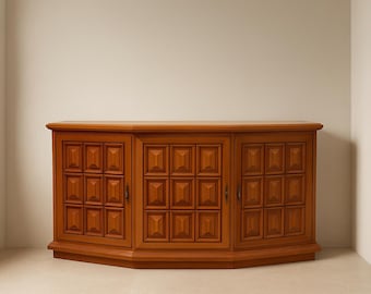 Mid Century Geometric Cabinet Chest Console Sideboard Storage Spanish Boho Chic Style Bedroom Entry Way Vintage Regency CUSTOM PAINT Avail