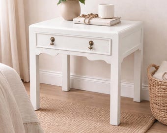 Vintage White Single-Drawer Side Table | Cottage Core Decor | CUSTOM PAINT Available