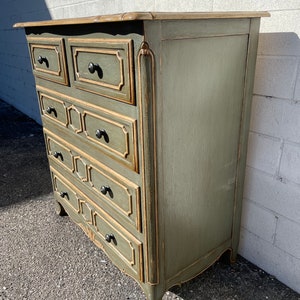 Vintage Wood Dresser Tall Chest of Drawers Bedroom Storage Country French Shabby Chic Antique Painted Dresser CUSTOM PAINT AVAIL image 3