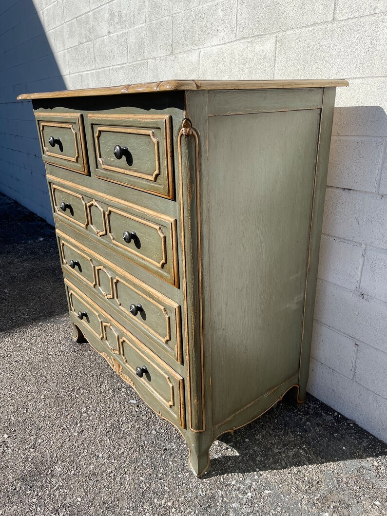 Vintage Wood Dresser Tall Chest of Drawers Bedroom Storage Country French Shabby Chic Antique Painted Dresser CUSTOM PAINT AVAIL image 3