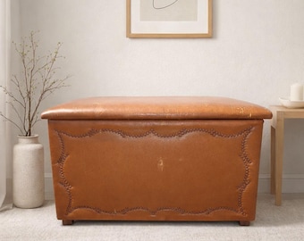 Vintage Upholstered Storage Trunk / Blanket Chest - Rustic Americana