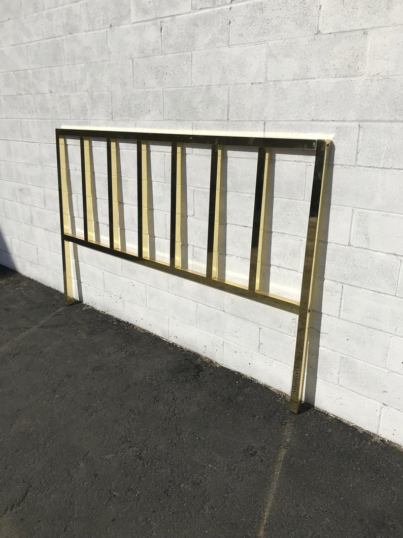 Vintage Polished Brass King Headboard | Hollywood Regency bild 3