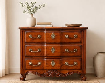 Vintage Drexel French Provincial Bachelor’s Chest | Nightstand 3 Drawer Petite Commode Louis XV Style - CUSTOM PAINT Available