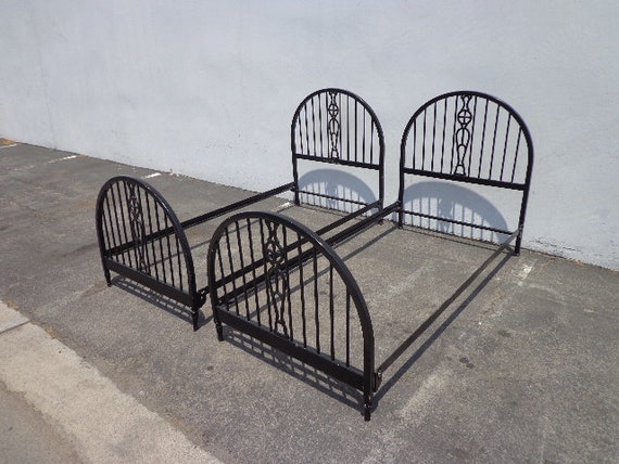 Black wrought sale iron twin bed