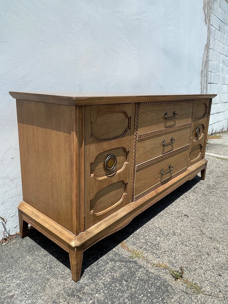 Mid Century Modern Furniture Sideboard Wood Dresser Console Vintage Cabinet Chest Storage Table Carved Bohemian Boho CUSTOM PAINT AVAIL image 5