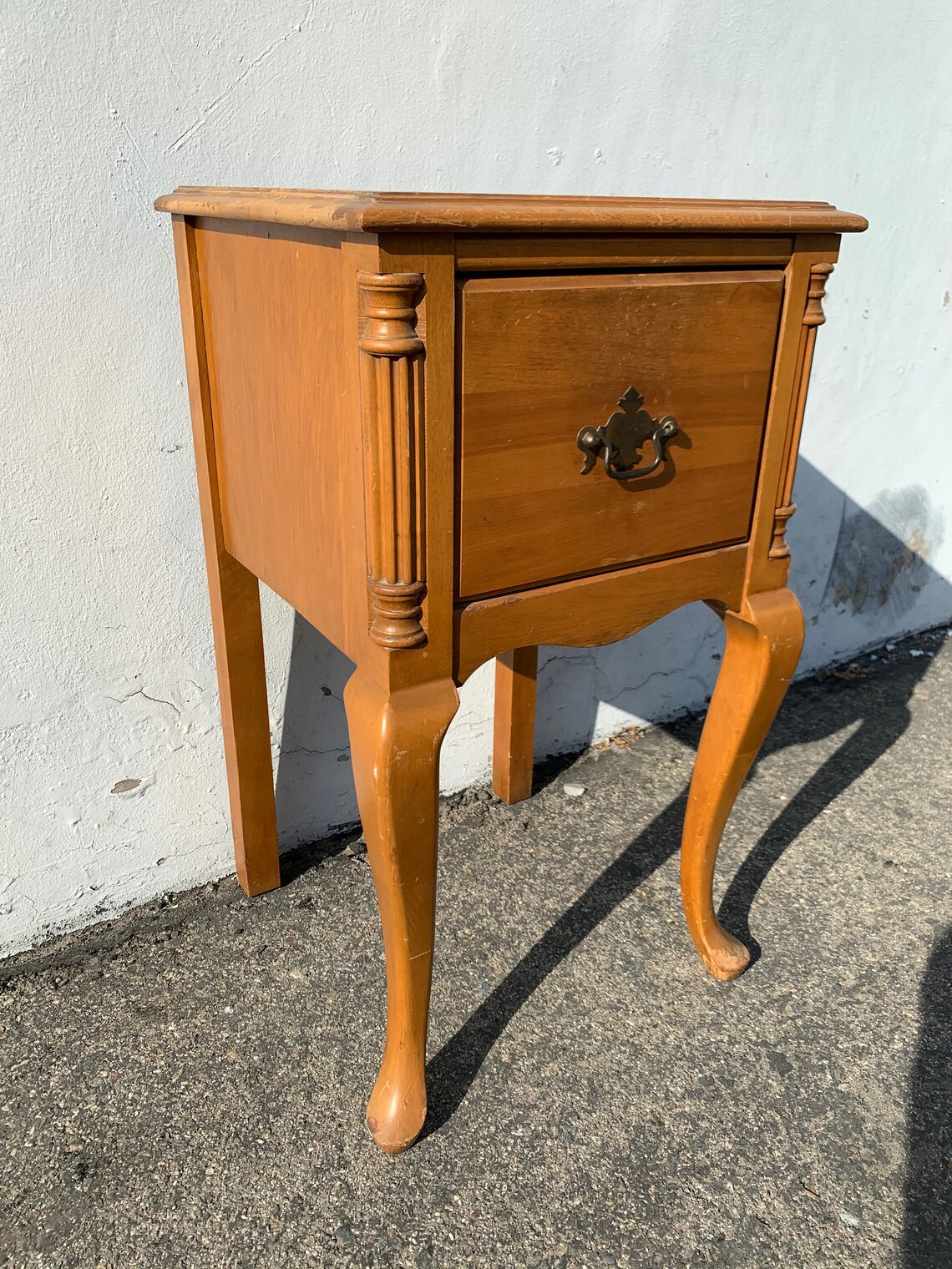 Country French Provincial Nightstand Bedside Table Maple Wood Etsy