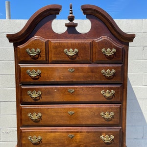 2PC Antique Highboy Tall Dresser Chest of Drawers Gentelmen's Wardrobe Mahogany Queen Anne Style Bedroom Set Storage CUSTOM PAINT AVAIL image 2