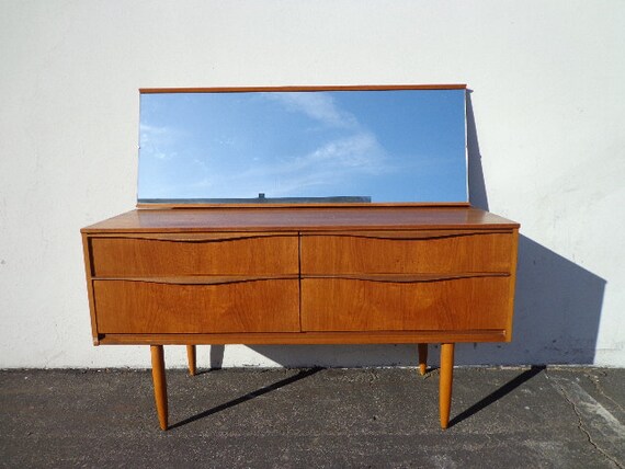 Dresser Mid Century Modern Vanity Danish Mirror Tv Media Etsy