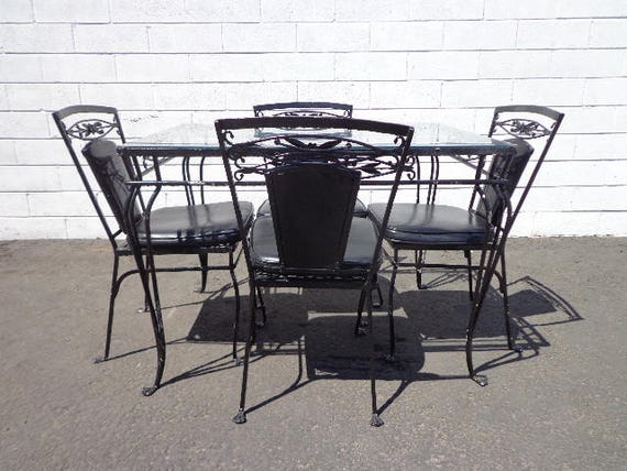 5pc Patio Set Salterini Table Chairs Outdoor Pool Furniture - Salterini Vintage Wrought Iron Patio Furniture 5pc Patio Set Salterini Table Chairs Outdoor Pool Furniture - Salterini Vintage Wrought Iron Patio Furniture