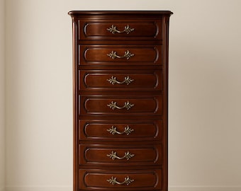 French Provincial 7-Drawer Highboy Dresser – Vintage Tall Lingerie Chest Bedroom Storage CUSTOM PAINT Available