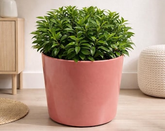 Vintage Blush Pink Ceramic Planter Pot | Mid Century Gainey Style