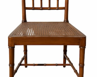 Vintage Faux Bamboo Cane Side Chair | Chinese Chippendale Chinoiserie Accent |Custom Paint Available