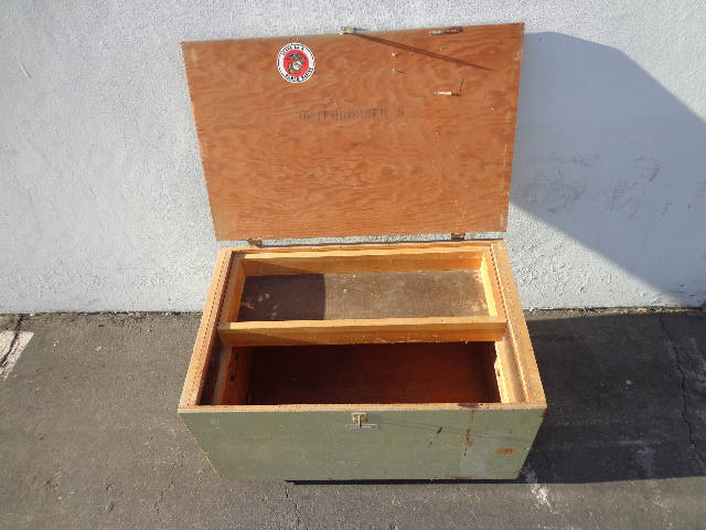 Vintage Wood Military Foot Locker Trunk