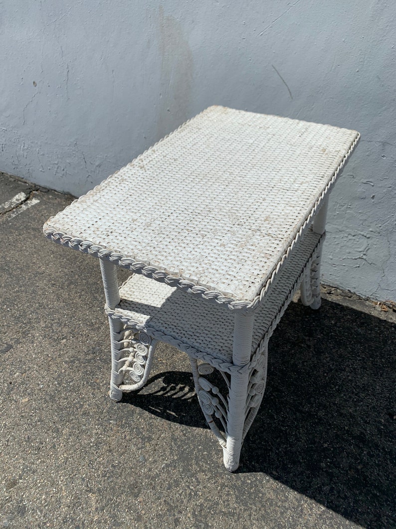 Antique Rattan Wicker Table Victorian Peacock Primitive Rustic Etsy