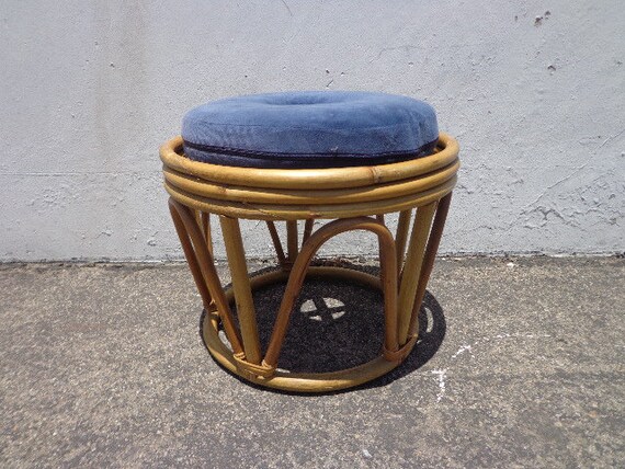 Rattan Stool Bentwood Bamboo Paul Frankl Ottoman Footrest Etsy
