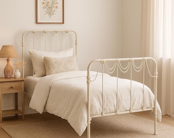 Antique Day Bed Shabby Chic French Provincial Headboard Bed Frame Metal Vintage Bedroom Furniture Farm Country Cottage CUSTOM PAINT Avail