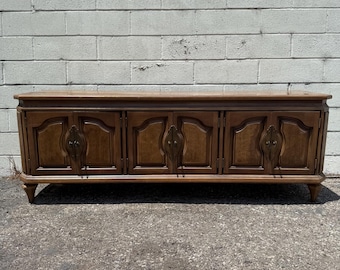 Vintage Wood Console Media TV Stand Table Entry Way Cabinet Bench Regency Low Storage Credenza Bench CUSTOM PAINT Avail