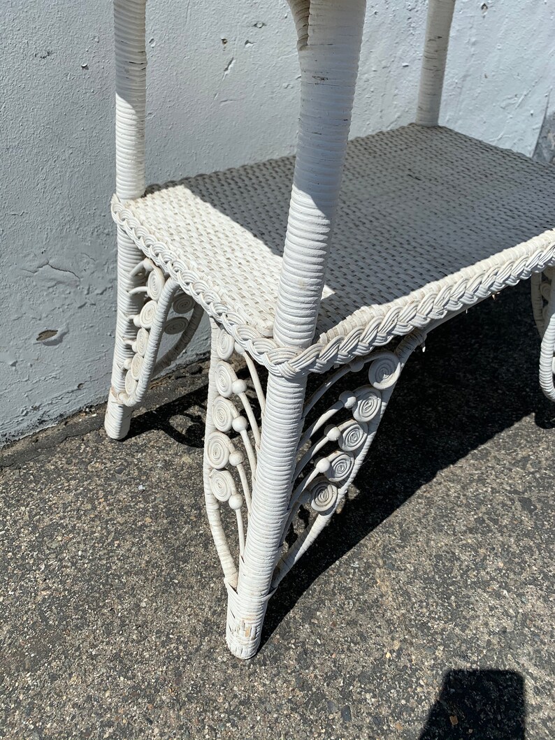 Antique Rattan Wicker Table Victorian Peacock Primitive Rustic Etsy