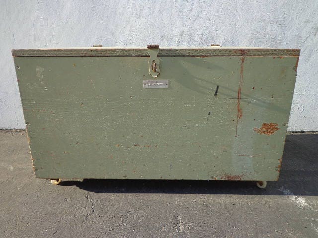 Vintage Wood Military Foot Locker Trunk