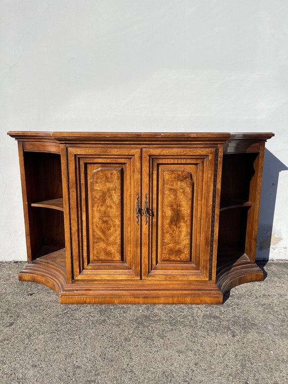 Antique Sideboard Credenza Curio Hutch Buffet Stone Top Bernhardt