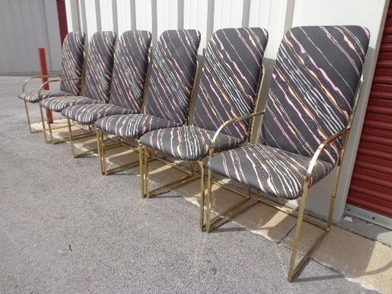 6 Chairs Milo Baughman DIA Brass Metal Mid Century Modern MCM