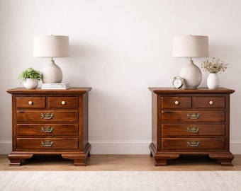 Pair Vintage Ethan Allen Nightstands: Chippendale Style Bedside Tables CUSTOM PAINT / REFINISHING Available