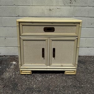 Vintage Faux Bamboo Nightstand Drexel Captiva Bedside Table Bedroom Storage Side End Table Regency Chinoiserie Boho CUSTOM PAINT Avail