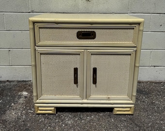 Vintage Faux Bamboo Nightstand Drexel Captiva Bedside Table Bedroom Storage Side End Table Regency Chinoiserie Boho CUSTOM PAINT Avail